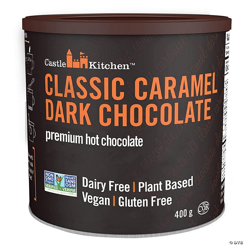 Castle Kitchen Classic Caramel Dark Chocolate Premium Hot Cocoa Mix – Dairy-Free, Vegan, Plant Based, Gluten-Free, Non-GMO Project Verified, Kosher – Just Add W