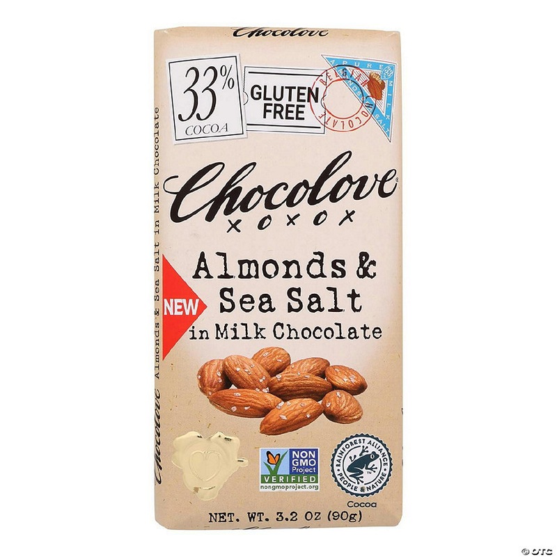 Chocolove – Bar Milk Chocolate Almond Sea Salt 3.2 oz (Pack of 12)