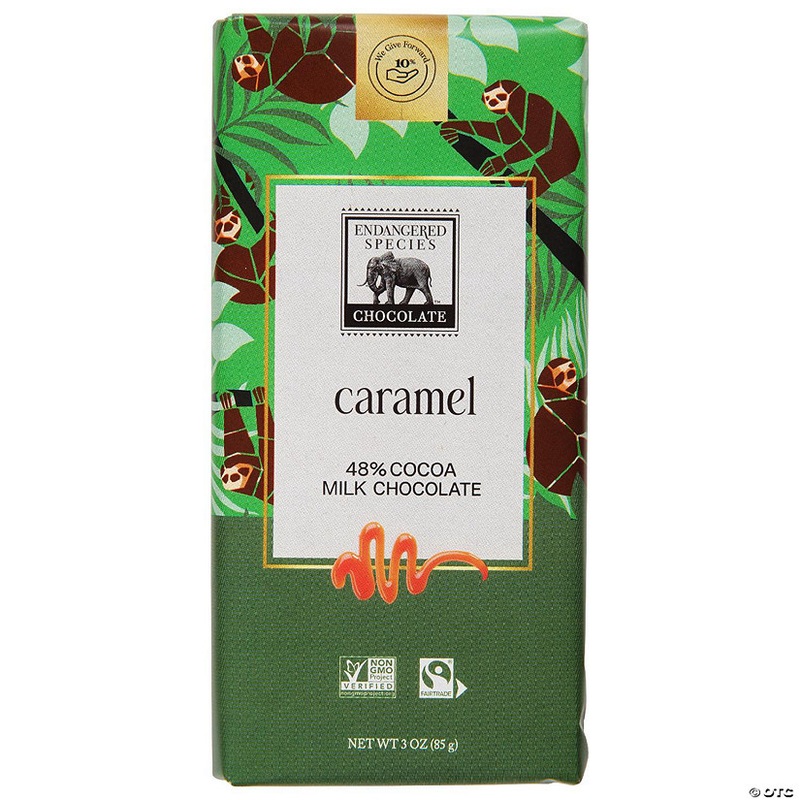 Endangered Species Chocolate – Chocolate Bar Milk Caramel Sloth 3 oz (Pack of 12)