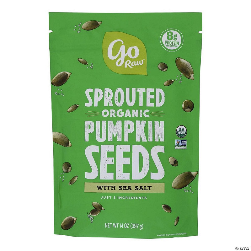 Go Raw Sprouted Seeds, Pumpkin With Celtic Sea Salt  – Case of 6 – 14 OZ