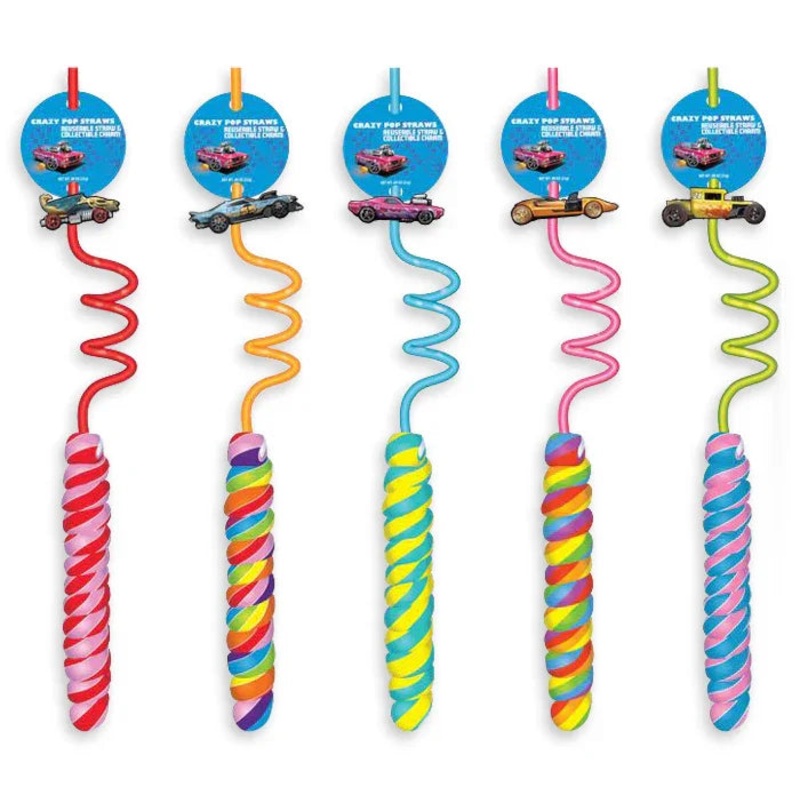 Hot Wheels Crazy Lollipop Straws: 30CT Display