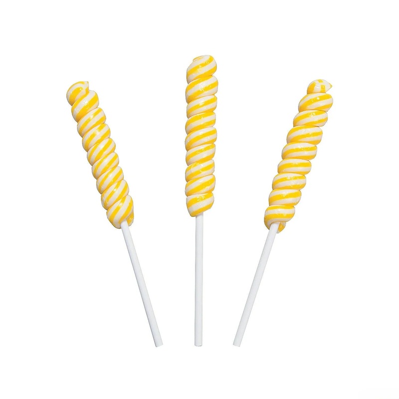 Mini Yellow Twisty Pops – Lemon: 24-Piece Bag