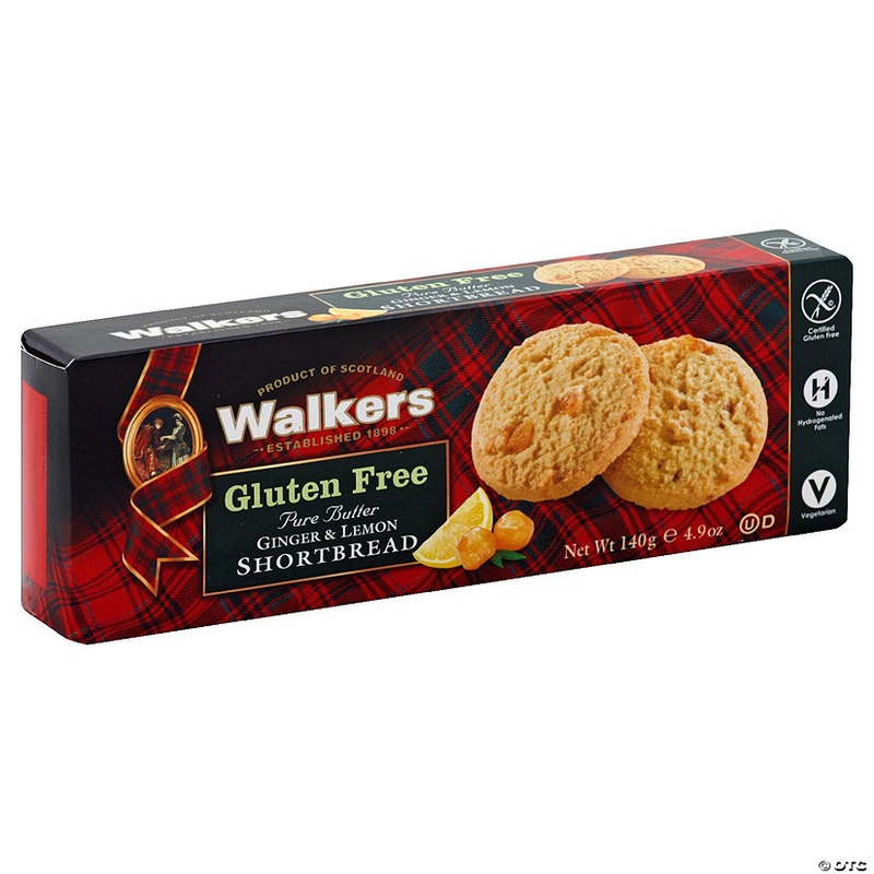Walkers Cookie Gluten Free Ginger Lemon Short bread 4.9 oz (Pack of 6)