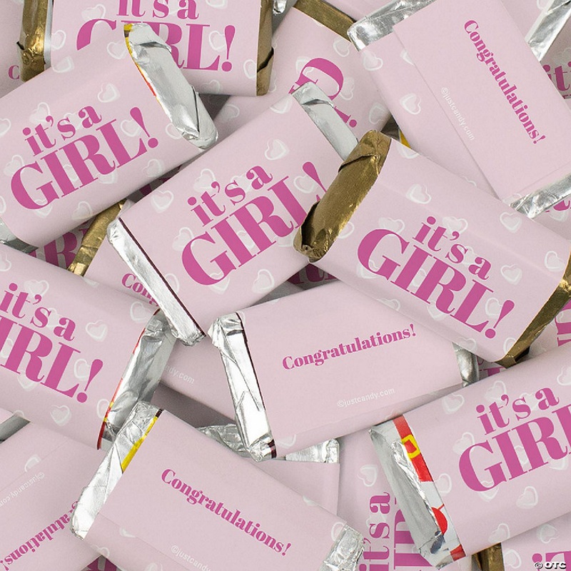 38 Pcs Pink It’s a Girl Baby Shower Candy Party Favors Wrapped Hershey’s Miniatures Chocolate