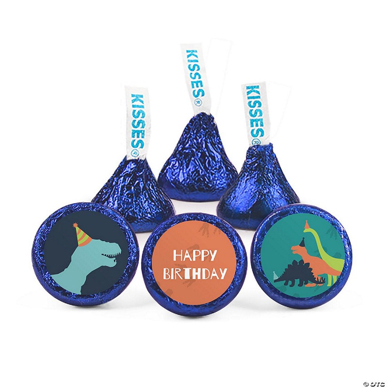 90ct Dinosaur Birthday Candy Party Favors Hershey’s Kisses Milk Chocolate (90 Candies + 1 Sheet Stickers) – Assembly Required – by Just Candy
