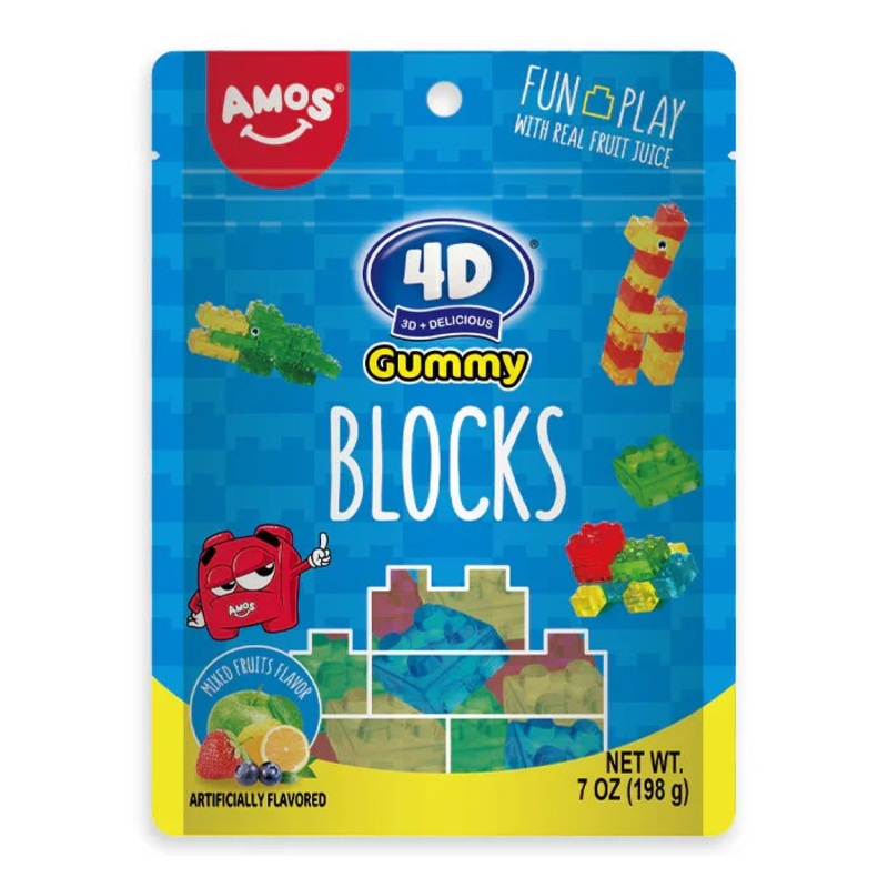 Amos 4D Gummy Blocks Peg Bag: 12-Piece Case