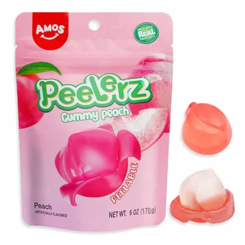 Amos Peelerz Peelable Gummy Peach: 12-Piece Case