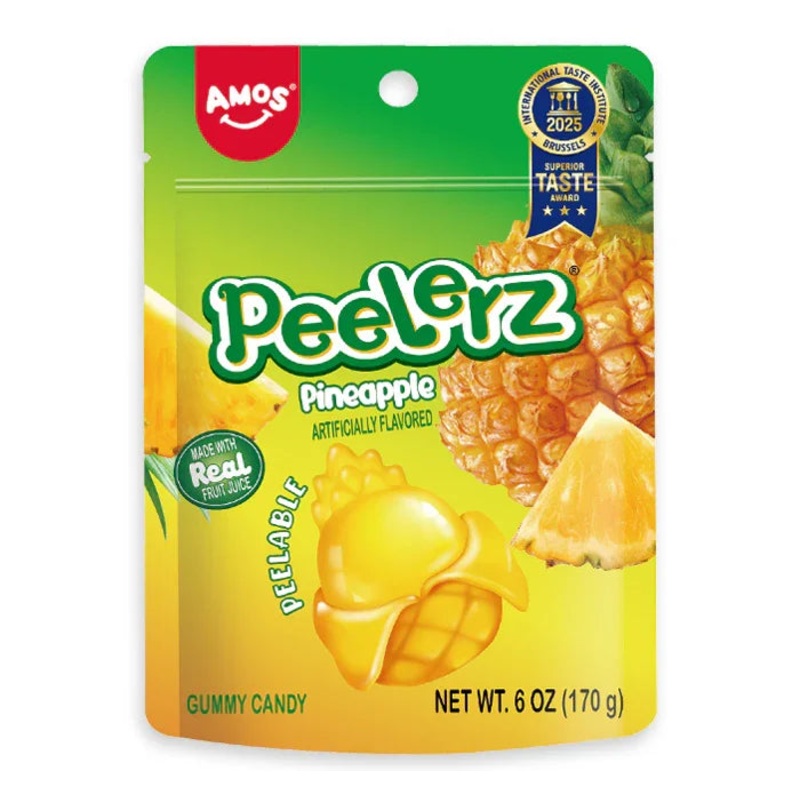 Amos Peelerz Peelable Gummy Pineapple: 12-Piece Case