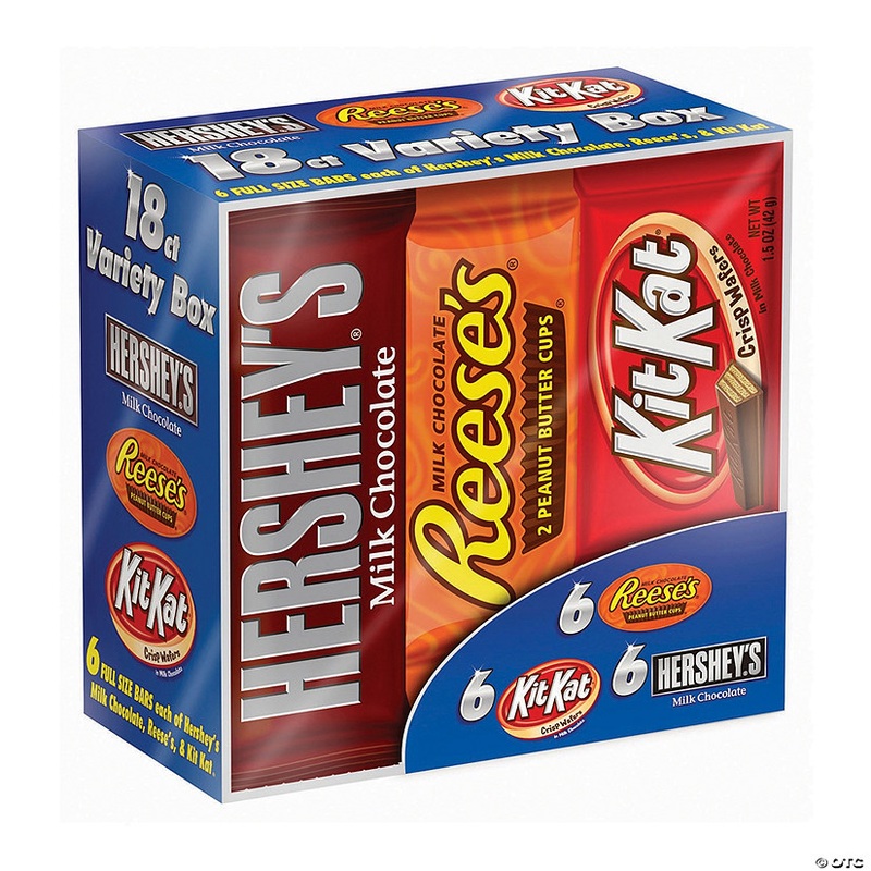HERSHEY’S Full Size Chocolate Candy Bar Variety Pack (Hershey’s, Reese’s, Kit Kat) 18 Count