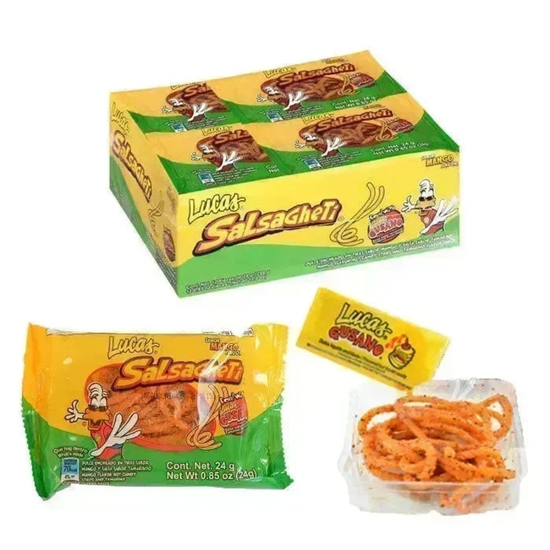 Lucas Salsaghetti Mango Candy Packs: 12-Piece Box