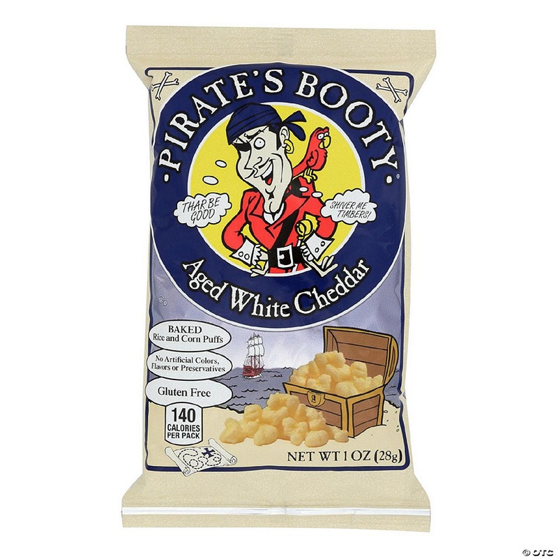Pirate’s Booty Aged White Cheddar Baked Rice And Corn Puffs  – Case of 24 – 1 OZ