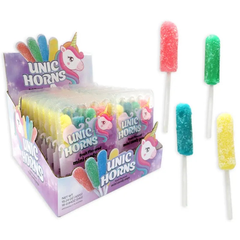 Unicorns Mini Lollipops Packs: 24-Piece Display