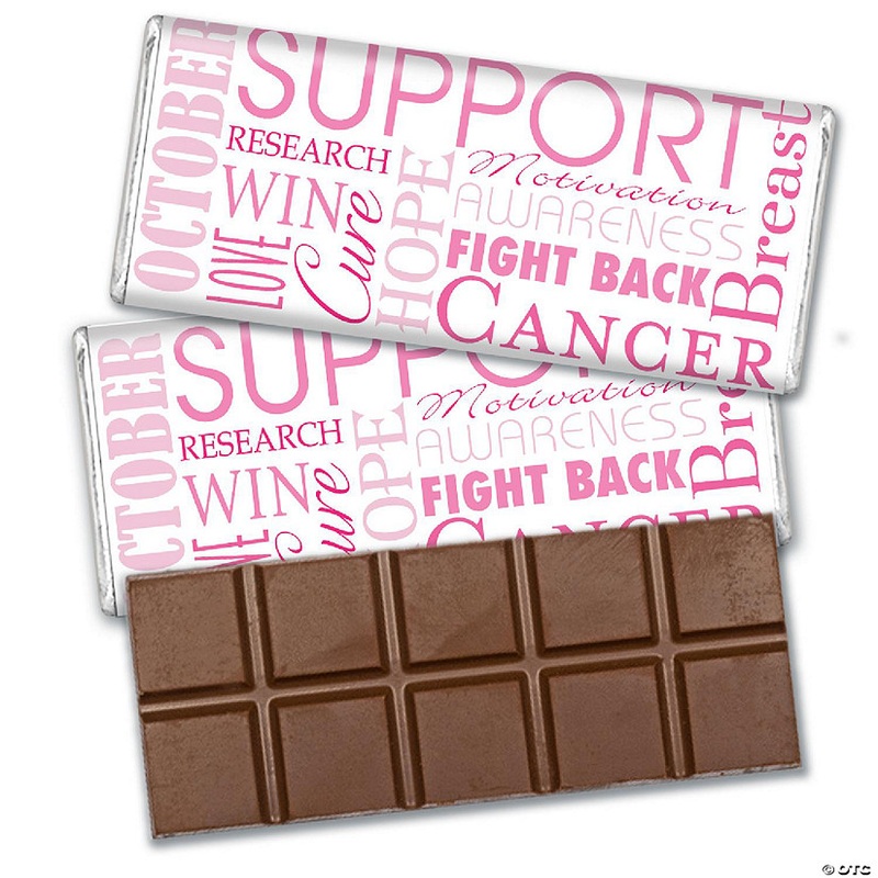 12 Pcs Breast Cancer Awareness Candy Gifts in Bulk Belgian Chocolate Bars – Word Cloud