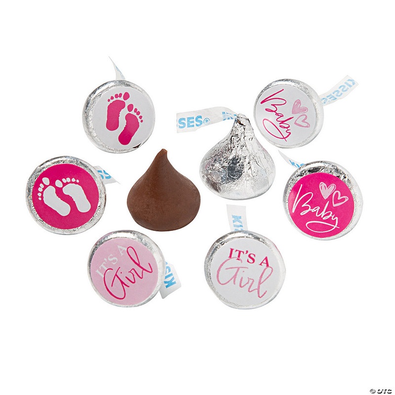 3/4″ Pink Hershey’s Kisses It’s a Girl Baby Announcement Stickers  60 Pc.