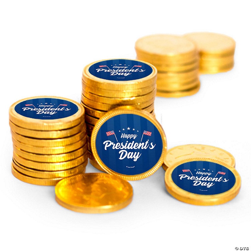 84 Pcs President’s Day Candy Favors Chocolate Coins with Gold Foil Classroom Party Supplies