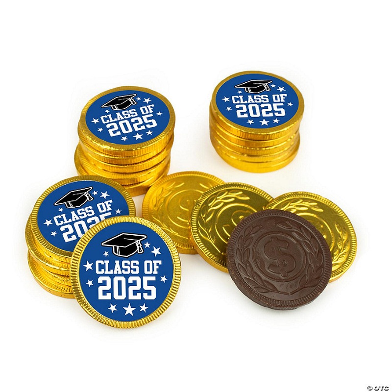 87 Pcs Graduation Candy Party Favors Class of 2025 Chocolate Coins-Blue
