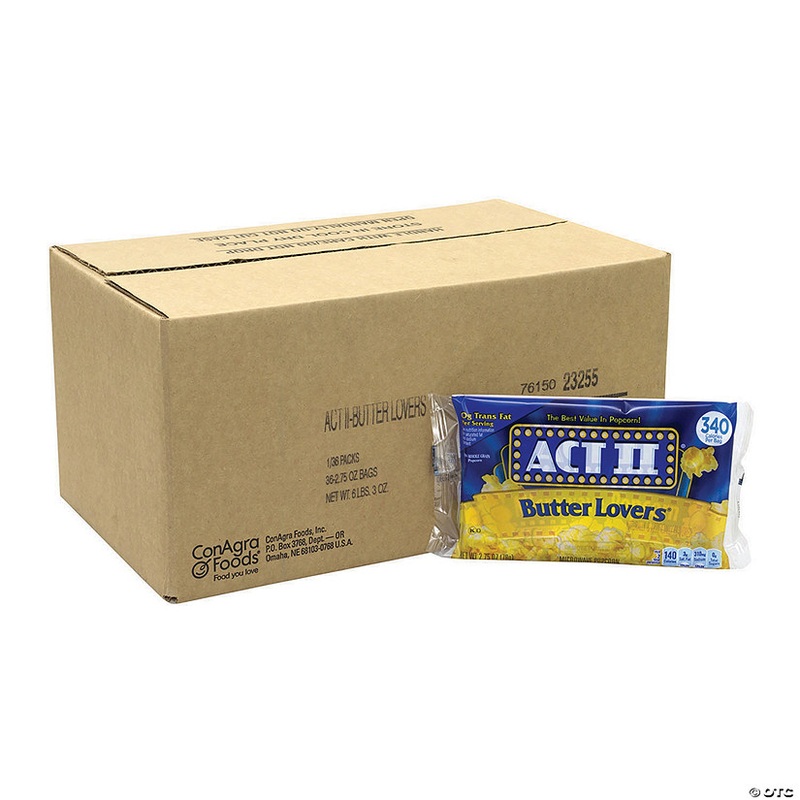 ACT II Butter Lovers Microwave Popcorn Bags, 2.75 oz, 36 Count