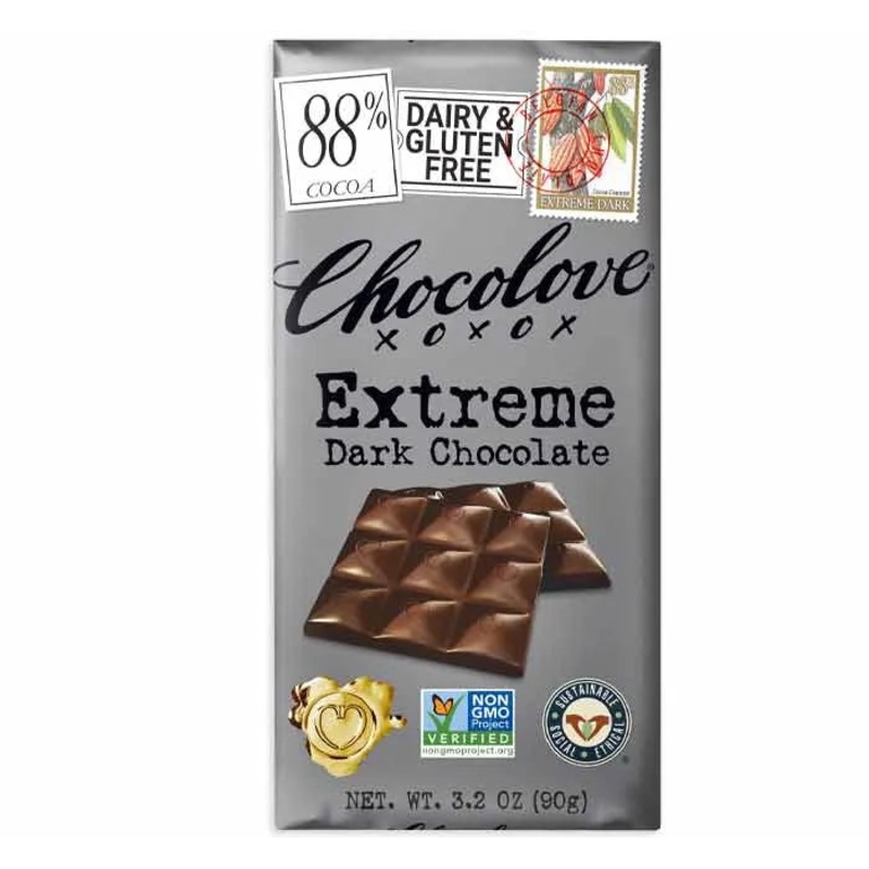 Chocolove Extreme Dark Chocolate Candy Bars: 12-Piece Box