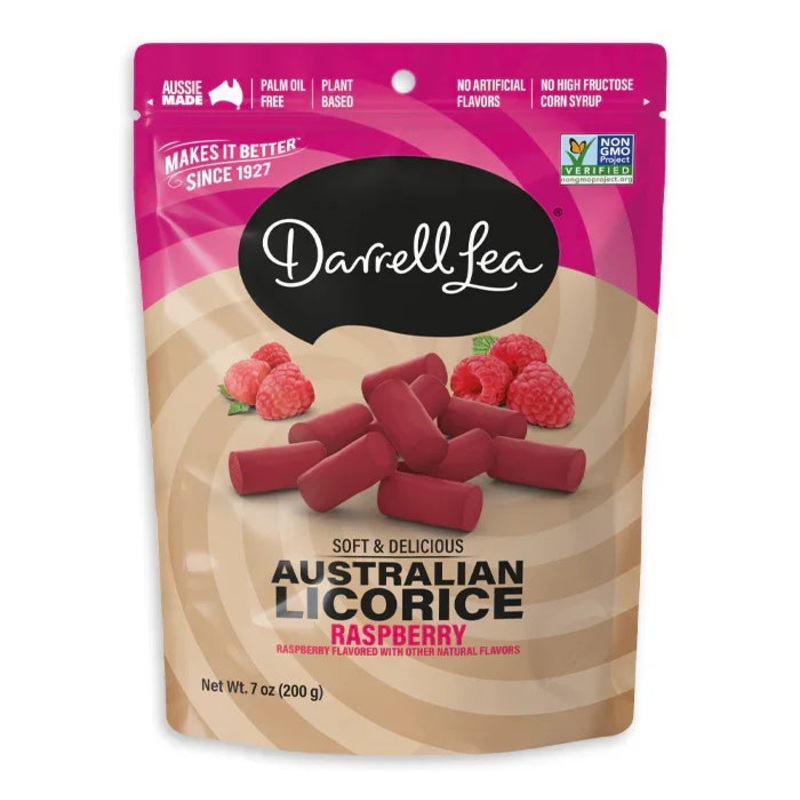 Darrell Lea Raspberry Soft Australian Licorice Non-GMO: 8-Piece Case