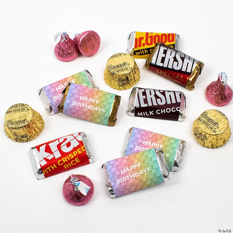 Just Candy 2 lbs Mermaid Kid’s Birthday Candy Party Favors Hershey’s Chocolate Kit (approx. 230 Pcs)