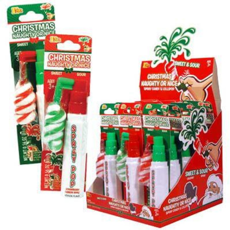 Naughty or Nice Spray Candy and Lollipop