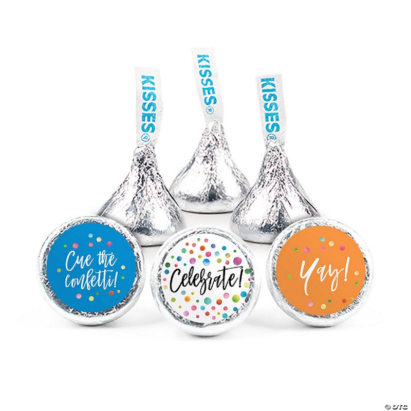 100 Pcs Celebrate Candy Party Favors Milk Chocolate Kisses (1lb) – No Assembly Required – Graduation, Anniversary, Birthday, Shower