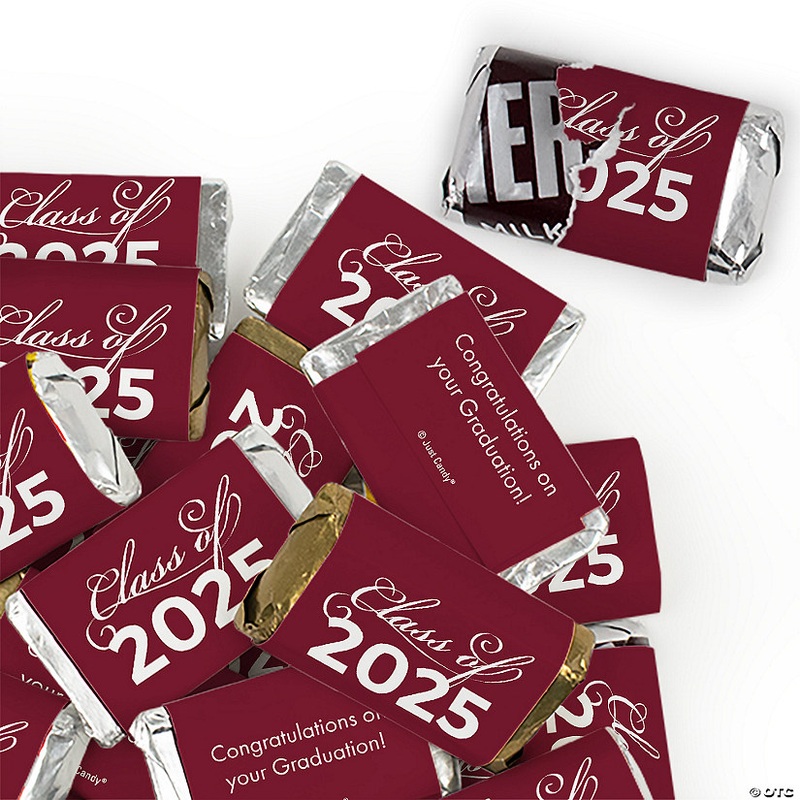 136 Pcs Maroon Graduation Candy Party Favors Class of 2025 Hershey’s Miniatures Chocolate (Approx. 136 Pcs)