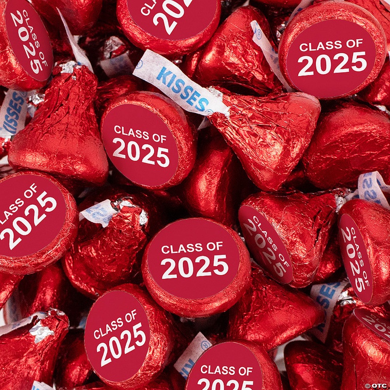 255 Pcs Red Graduation Candy Hershey’s Kisses Milk Chocolate Class of 2025 (2.5lb, Approx. 255 Pcs)  – By Just Candy