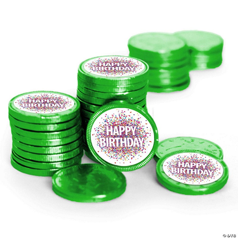 84 Pcs Birthday Candy Party Favors Chocolate Coins By Just Candy – Green