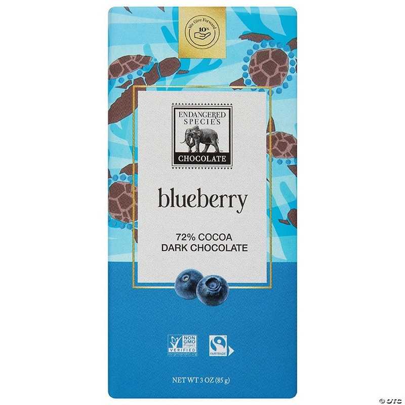 Endangered Species Chocolate Bar Sea Turtle Dark Blueberry 3 oz (Pack of 12)