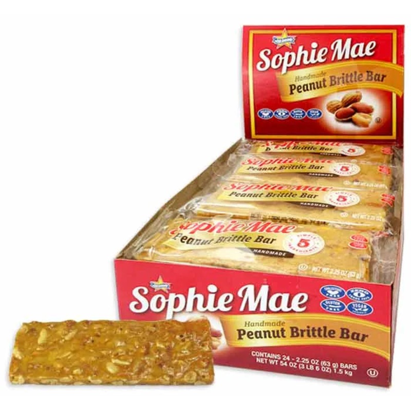 Sophie Mae Peanut Brittle Candy Bars: 24-Piece Box