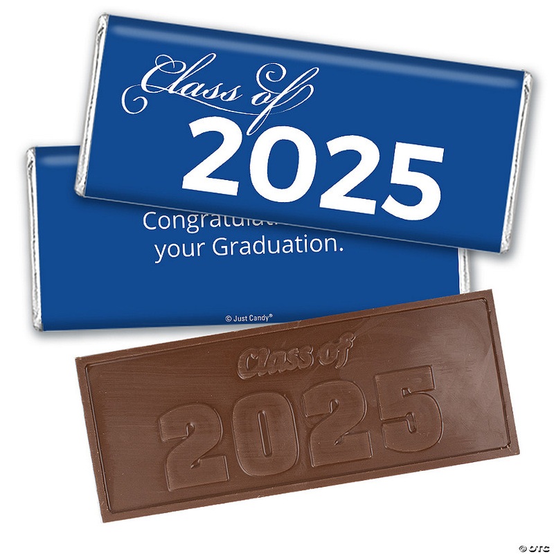 36ct Blue Graduation Candy Party Favors Class of 2025 Wrapped Chocolate Bars by Just Candy