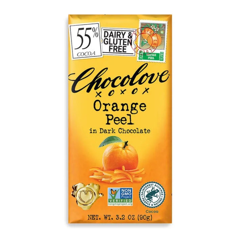 Chocolove Orange Peel Dark Chocolate Candy Bars: 12-Piece Box