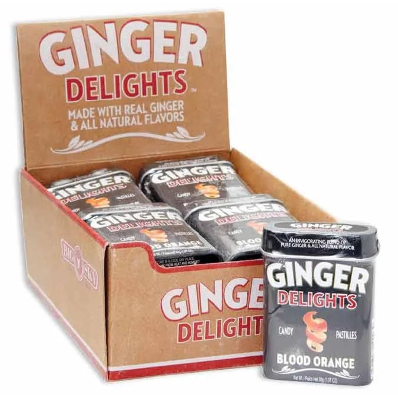 Ginger Delights Blood Orange Candy Pastilles Tin: 12-Piece Box