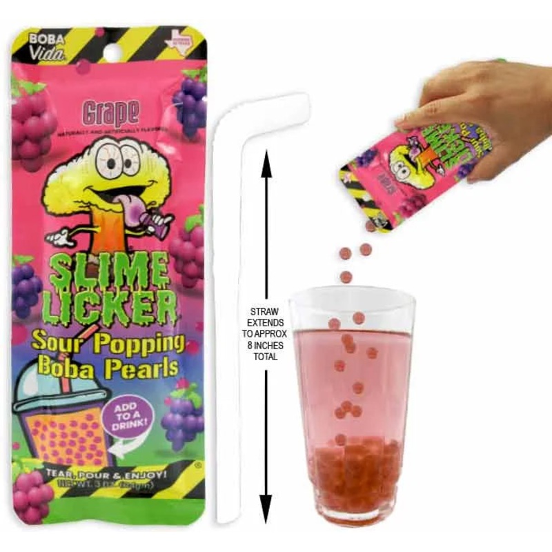 Slime Licker Sour Popping Boba Pearls – Grape: 10-Piece Display