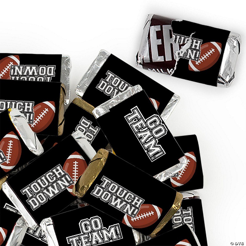 136 Pcs Black Football Party Candy Favors Hershey’s Miniatures Chocolate – Touchdown
