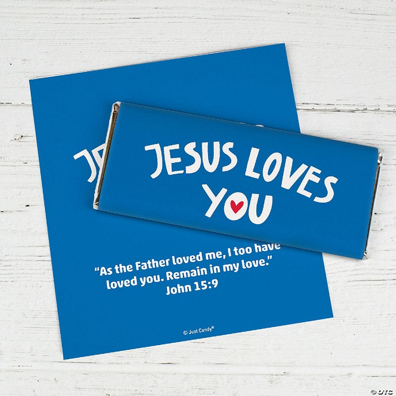 25ct Jesus Loves You Vacation Bible School Religious Candy Bar Wrappers DIY Party Favors (25 Wrappers)