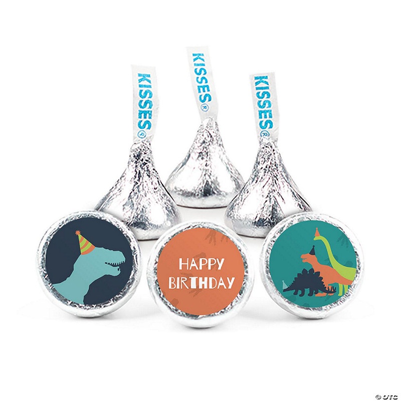 85 Pcs Dinosaur Kid’s Birthday Candy Party Favors Hershey’s Kisses Milk Chocolate (13.6oz, Approx. 85 Pcs) – No Assembly Required – By Just Candy
