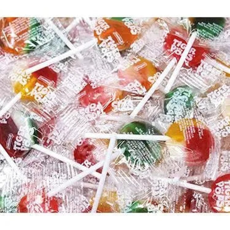 Assorted Tiger Fruit Flavored Lollipops Candy: 11LB Bag