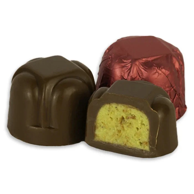 Dubai Truffles Milk Pistachio Cream Foil Wrapped Chocolates: 6LB Case