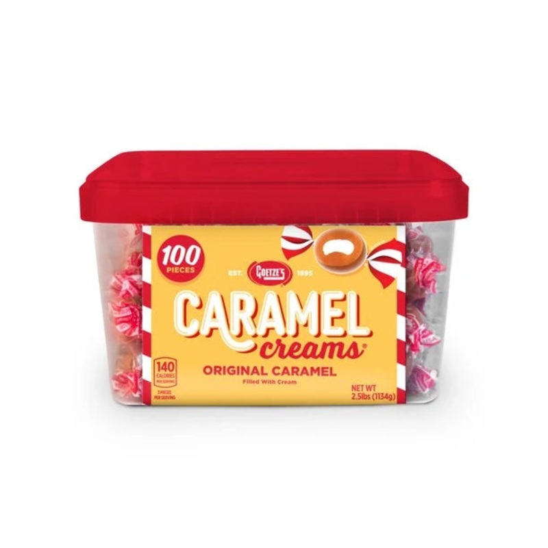 Goetze’s Caramel Creams Bulls Eyes Candy: 100-Piece Tub