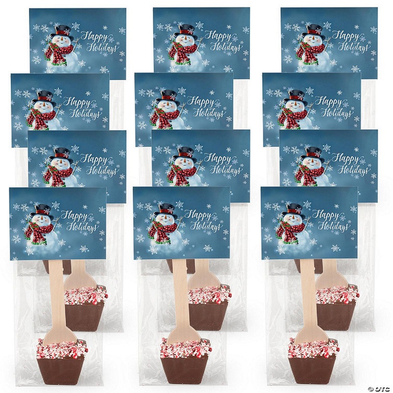 12 Pcs Christmas Hot Chocolate Spoons Dark Chocolate Crushed Peppermint