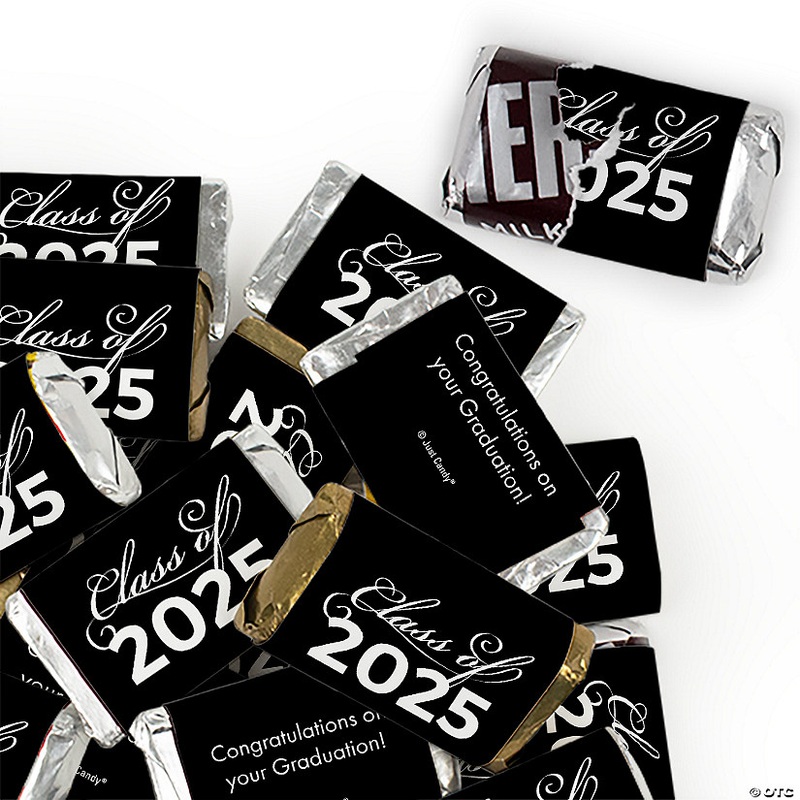 136 Pcs Black Graduation Candy Party Favors Class of 2025 Hershey’s Miniatures Chocolate (Approx. 136 Pcs)