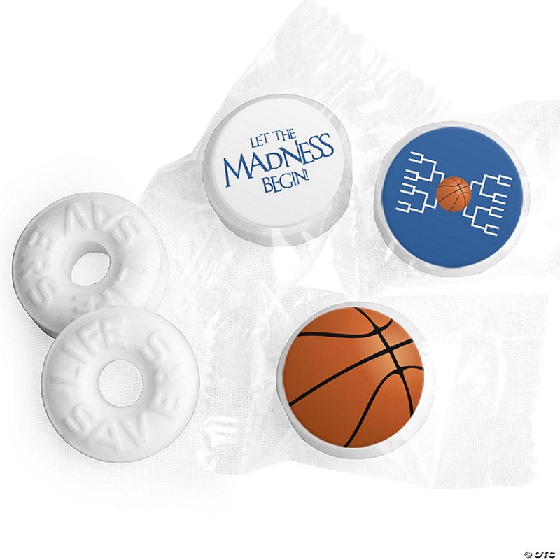 300ct Basketball Party Favors DIY LifeSavers Mints & Stickers Let the Madness Begin – Blue