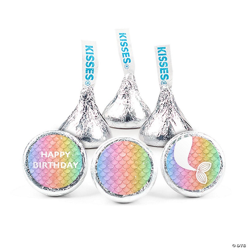 85 Pcs Mermaid Kid’s Birthday Candy Party Favors Hershey’s Kisses Milk Chocolate (13.6oz, Approx. 85 Pcs) – No Assembly Required – By Just Candy
