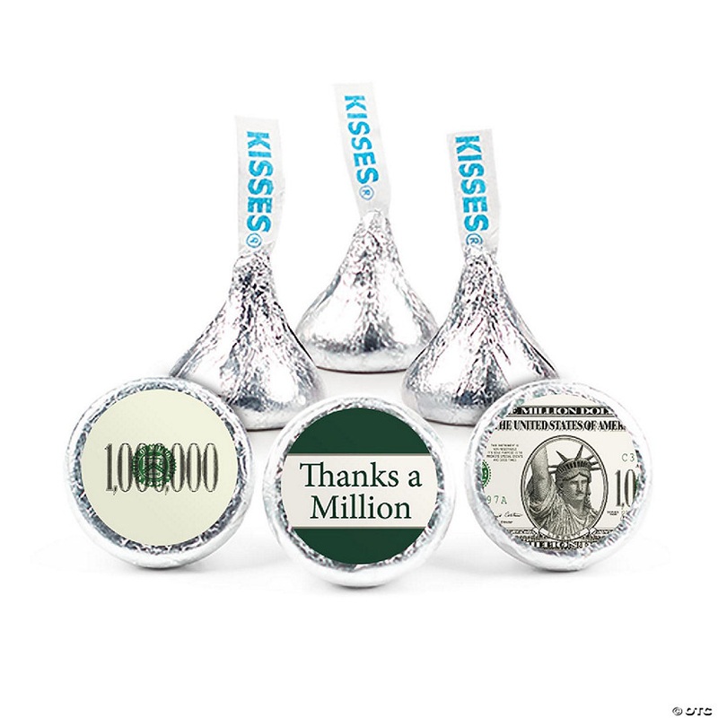 90 Pcs Thank You Candy Party Favors Thanks a Million Milk Chocolate Hershey’s Kisses (1lb) – No Assembly Required – By Just Candy