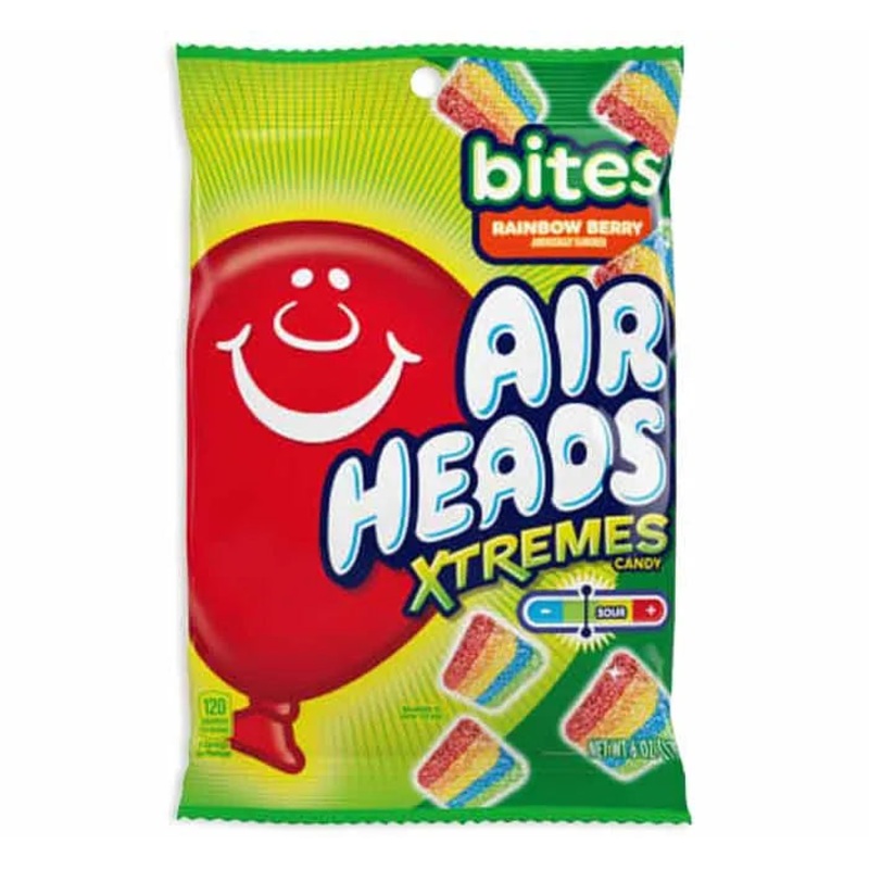 AirHeads Xtremes Sour Belts Bites Candy Packs – Rainbow Berry: 12-Piece Box