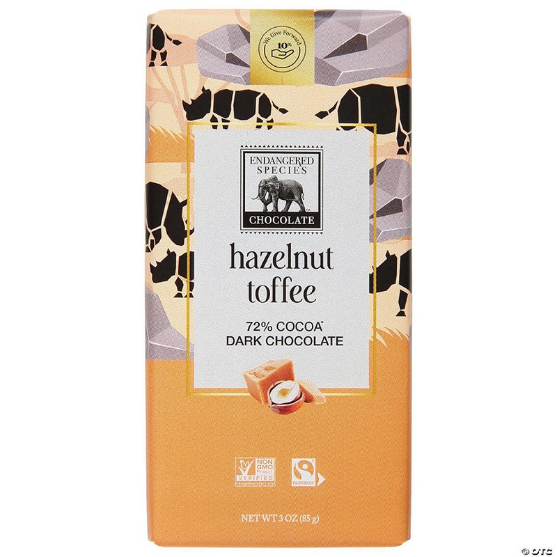 Endangered Species Chocolate Bar Black Rhino Dark Hazelnut 3 oz (Pack Of 12)
