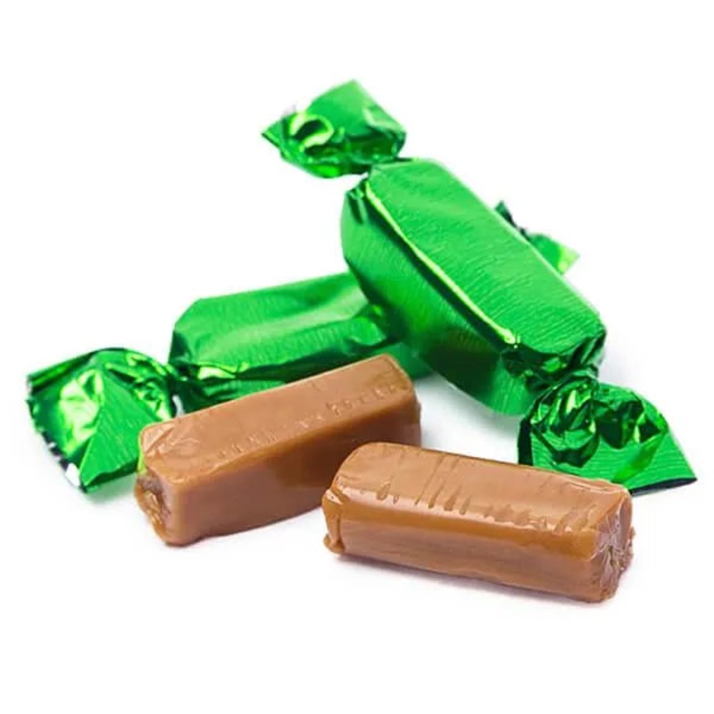 Foiled Caramel Candy – Green: 180-Piece Bag
