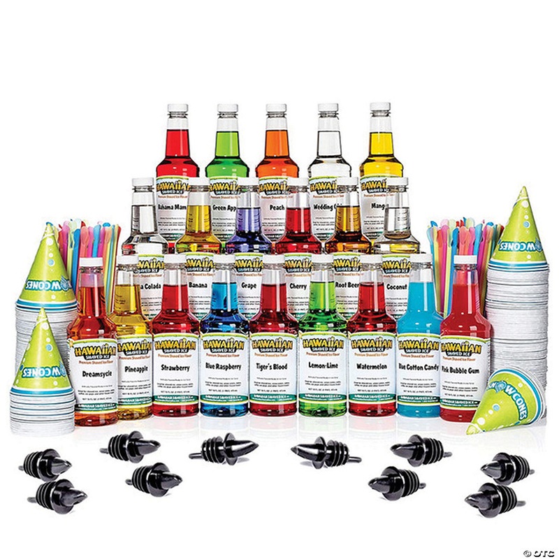 Hawaiian Shaved Ice Syrup 20 Pack with Accessories, 16 Fluid Ounce Bottles